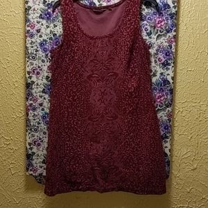 Athleta Burgundy Shayla Printed Ponte Knit dress